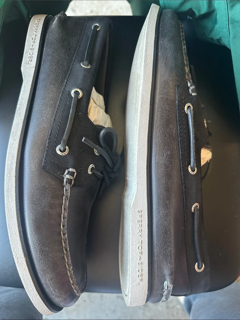 Sperry Black Suede Moc Toe Boat Shoes